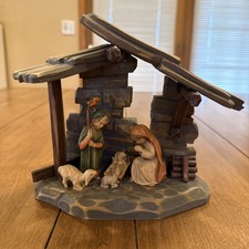 Vintage Anri Christmas Nativity Wood Carved Scene. 3 scale