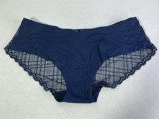 VICTORIA S SECRET Hiphugger Panties. Navy Blue w/Lace Back. Size X/Large. NEW.