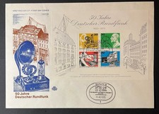 🇩🇪 1973 Germany FDC – 50 Years of German Broadcasting Block Cancelled