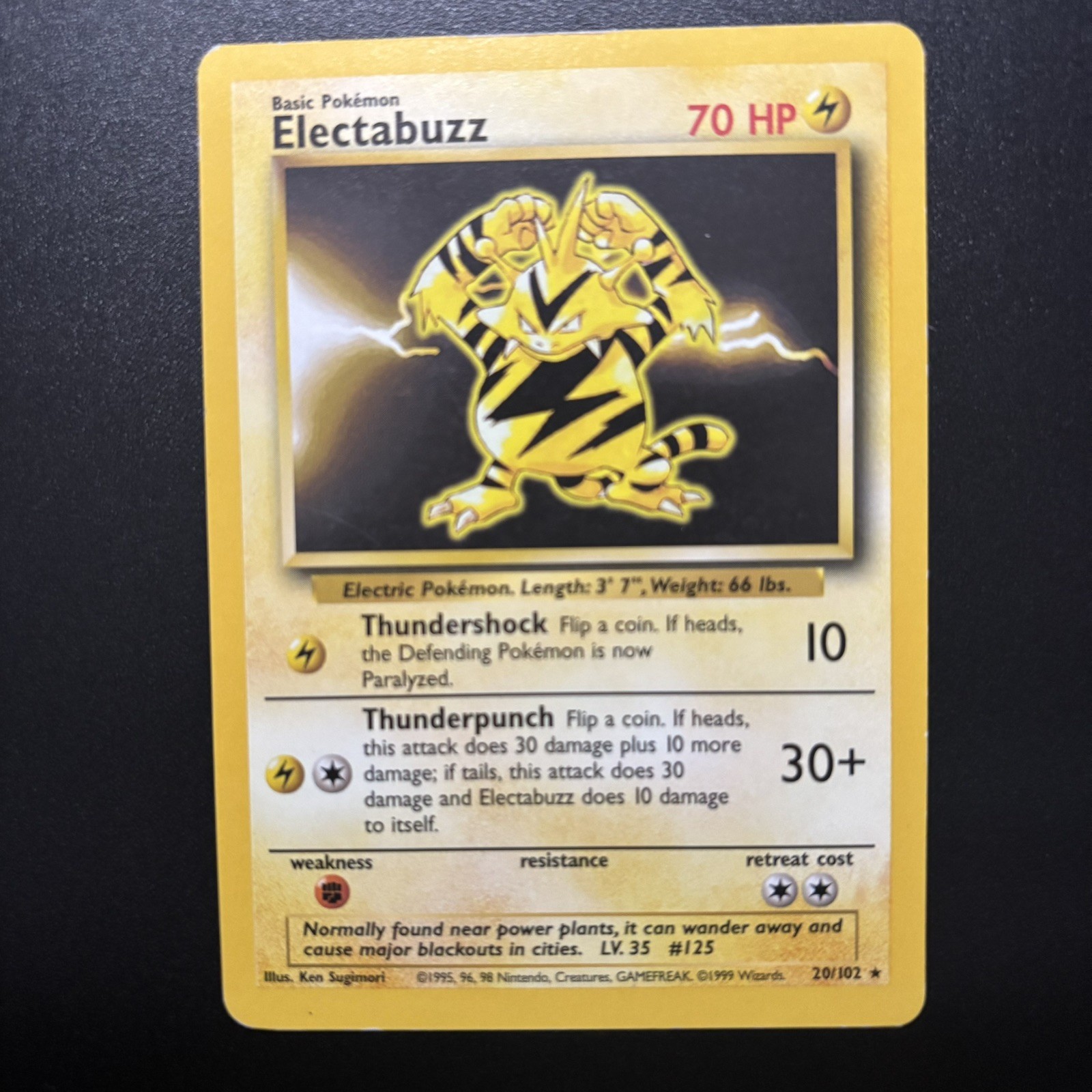 Pokemon Card Unlimited Edition Rare Non Holo Base Set 1999 Electabuzz 20/102...