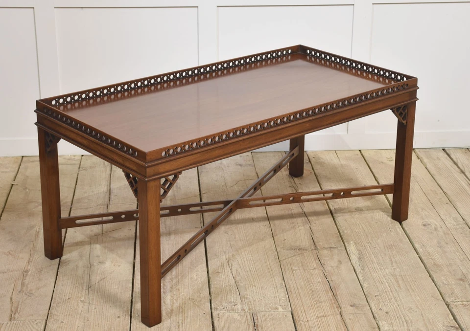 Mahogany Coffee Table | Rectangular Top with Pierced Border - Image 3 of 4