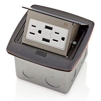 Leviton PFUS1-BZ Pop-Up-Bodenbox mit Dual Typ A, 3,6 USB-Ladegerät, 15 Amp