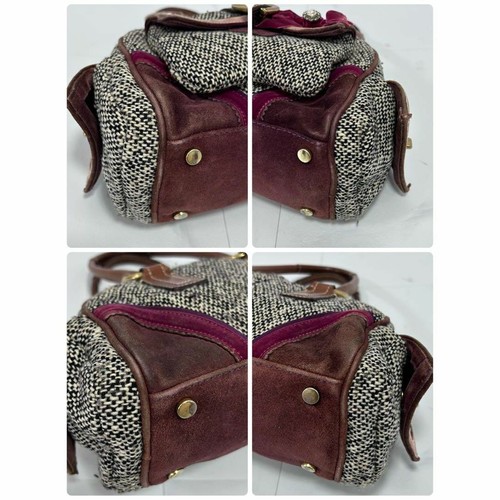 COACH Tweed Handbag with Ribbon and Shoulder Strap Height 14cm Width 32cm - Picture 3 of 9