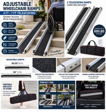 New Telescoping Aluminum Wheelchair Ramp 4-7 ft 600 lb Non-Slip w/ Carry Bag
