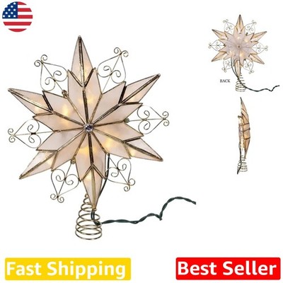 10 Light LED Capiz Star Treetop - Traditional Design, Warm Festive Glow