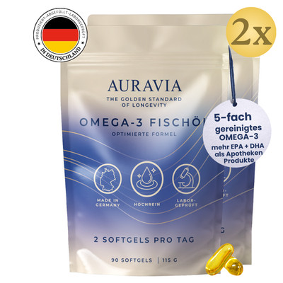 AURAVIA  Omega-3 Fischöl 2000 mg   Hochdosiert mit EPA & DHA in Triglycerid-Form