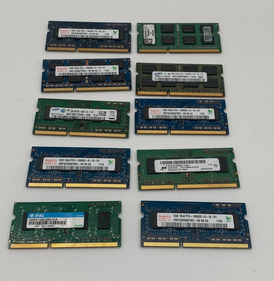 LOTTO  20 BANCHI  RAM DDR3 SO-DIMM  2gb  PC3 10600s per Notebook Portatile - Immagine 3 di 3