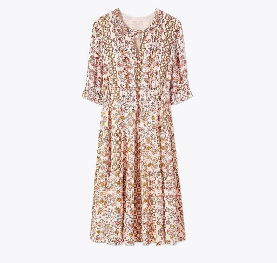 Abito Tory Burch Serena in seta Hicks Garden 12 coulisse