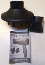 KISS 1875 Pro Tourmaline Ceramic Hair Dryer Attachments Diffuser & Concentrator