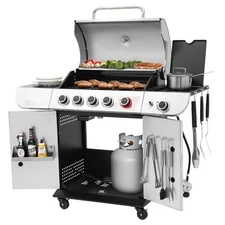 Royal Gourmet 5-Burner Gas Grill with Sear Burner and Side Burner,Silver