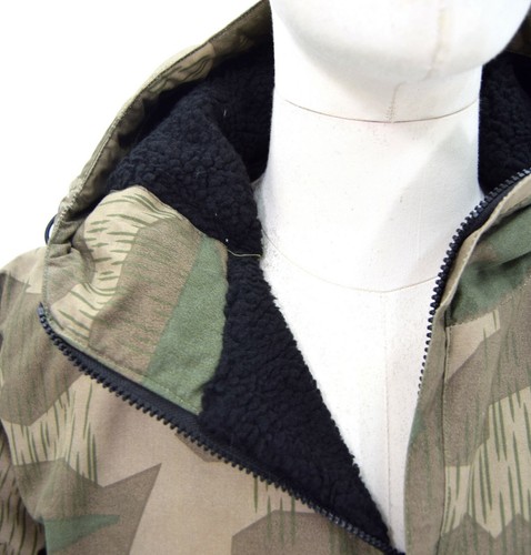 German Army WW2 Splinter Camouflage Anorak Fur Lined Showerproof Windproof Smock - Picture 3 of 8