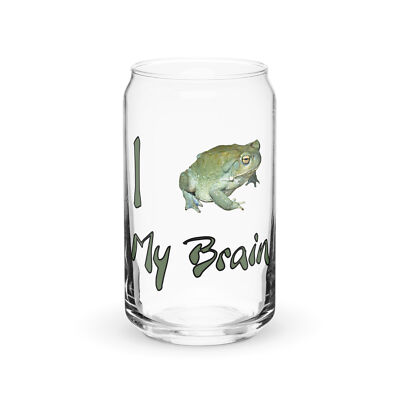 ''I Toad [Love] My Brain'' Can-shaped glass Bufo Alvarius Incilius DMT Psychedelic