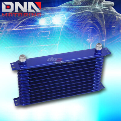 12-ROW 10AN FULL ALUMINUM PERFORMANCE ENGINE/TRANSMISSION RACING OIL COOLER BLUE
