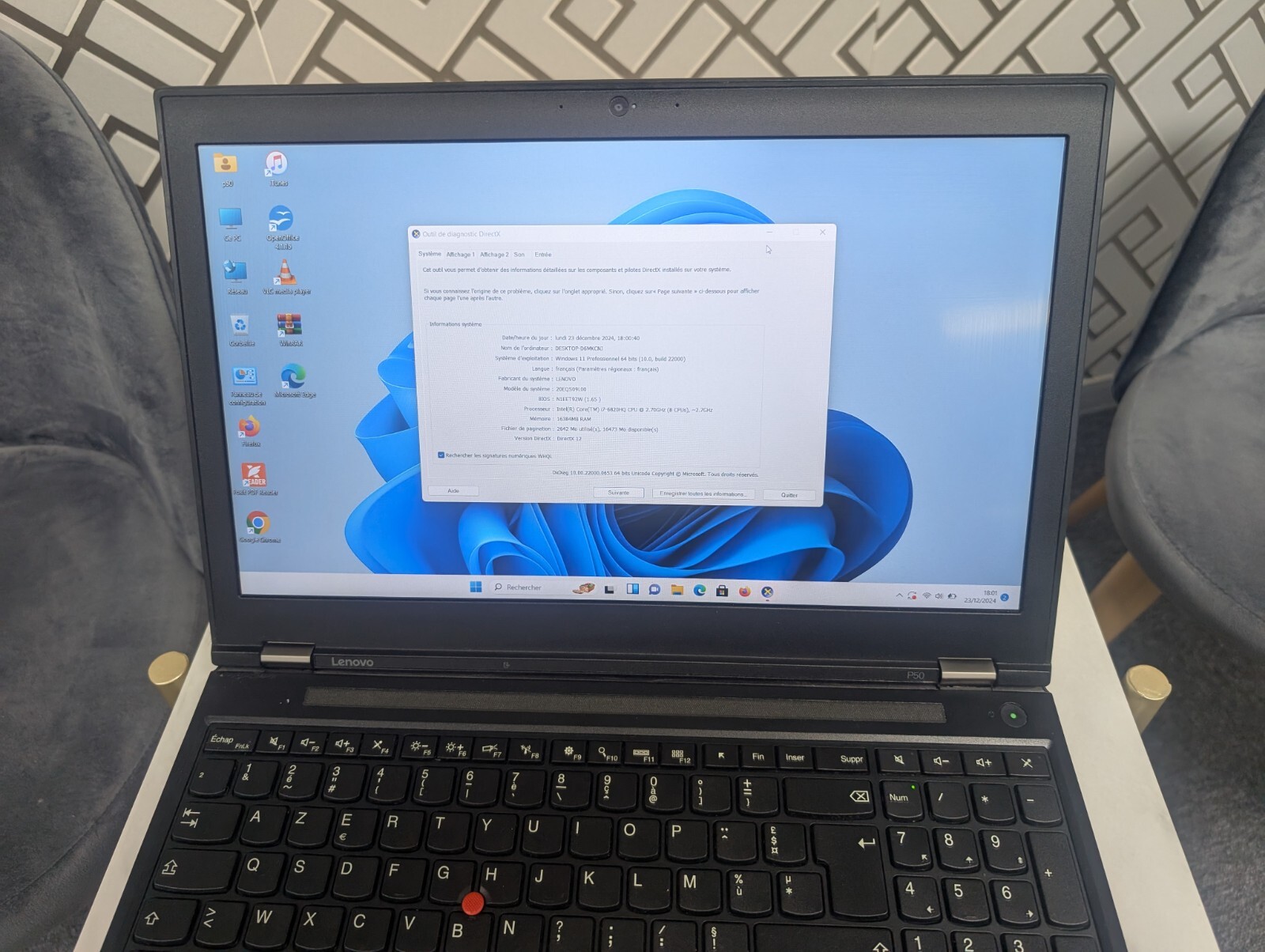 Pc Portable Lenovo Thinkpad p50 core i7 6 eme gen 16 go ram 256 ssd en bon etat