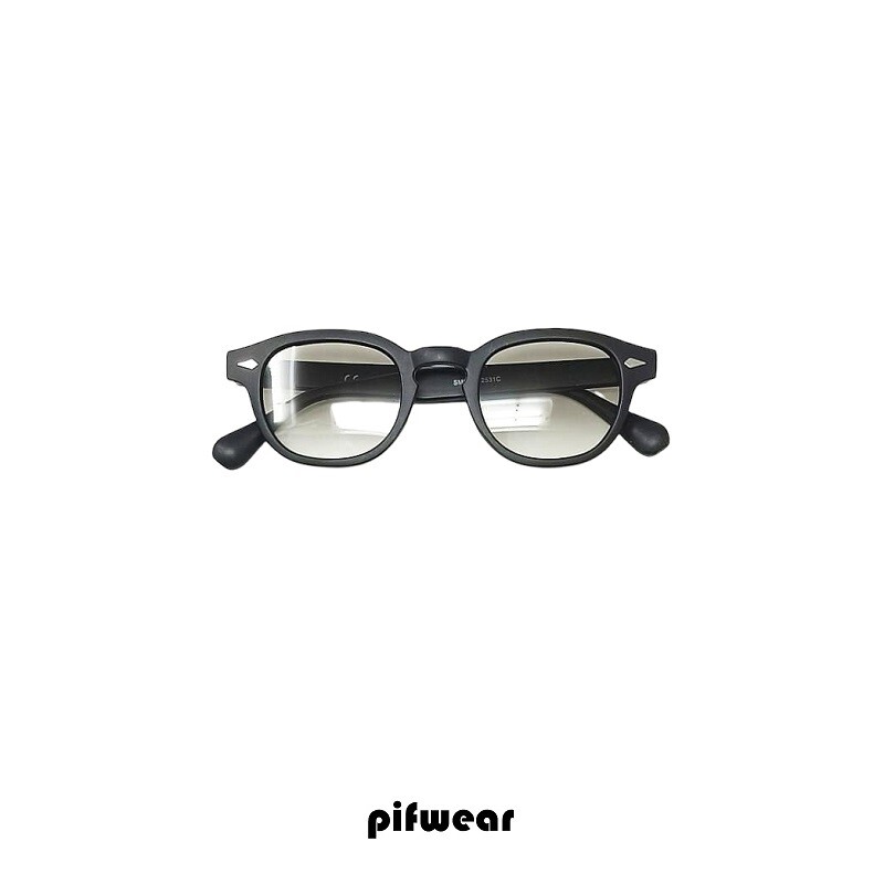 Lunettes De Soleil PIFWEAR Johnny Depp - Monture Noire Acétate, Verres Bleus - Neuf Avec étiquettes