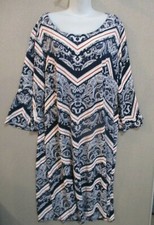 Glamour Dress Plus Size 22W RW&B Zig Zag & Floral Textured Stripe Pullover Midi