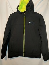 FREE COUNTRY Boy's Black Lime Green Fleece Lined Hooded Jacket Sz 14-16