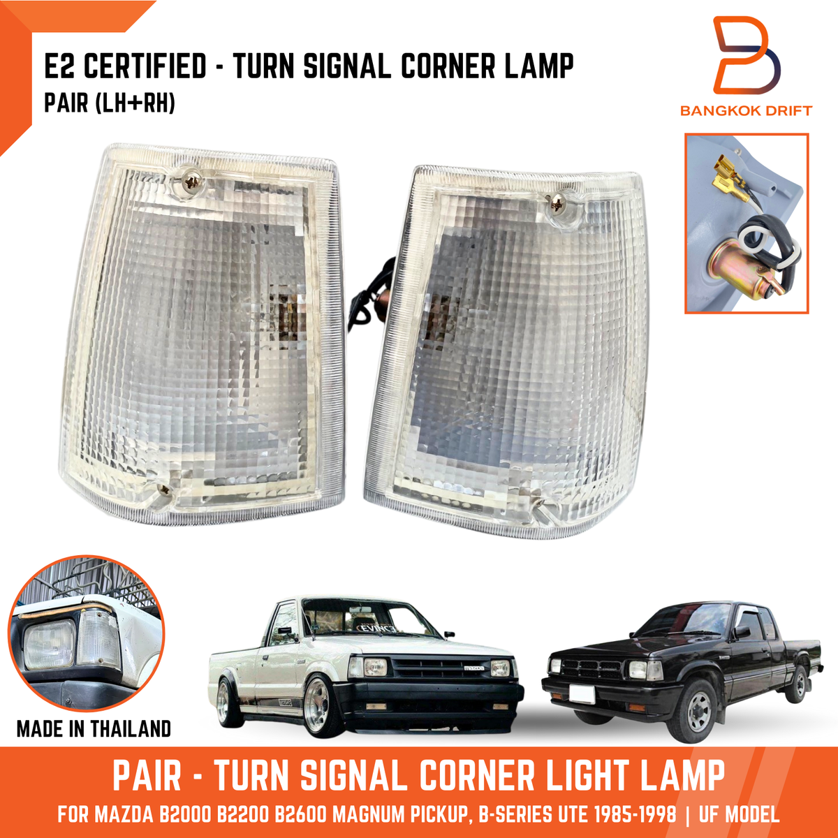 Mazda B2500 Pair Of Clear Front Corner/Side Marker Lamps For 1985