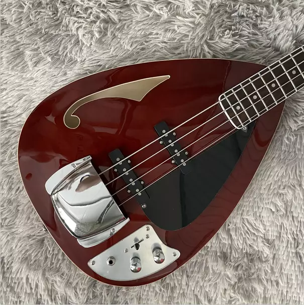 Semi Hollow Body 4 strings Electric Bass Guitar Teardrop Basses