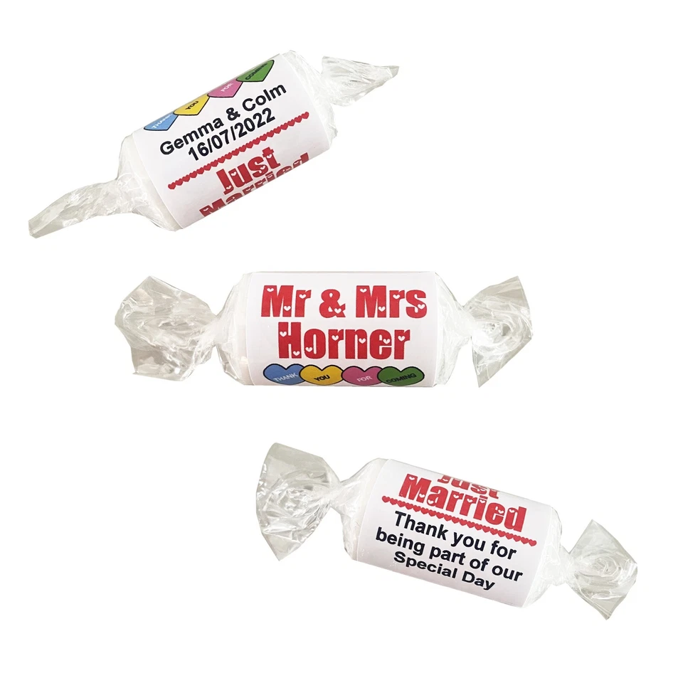 Personalised Love Heart Sweets Wedding Favours Just Married Mini Love Hearts - Image 2 of 3