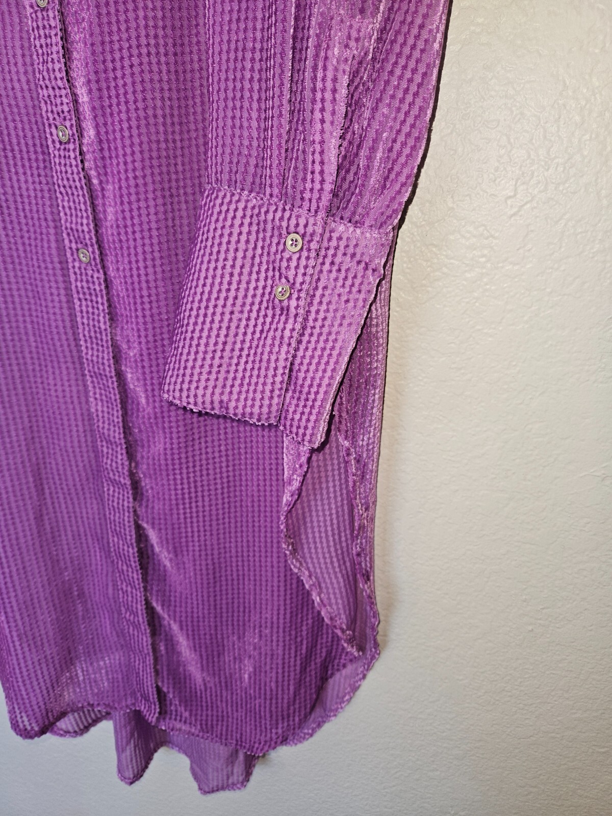 NWT Akemi + Kin Velvet Stripe Button Down Duster Size Large Lilac Anthropologie image 7