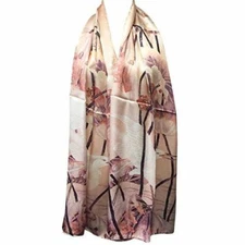 Wrapables Luxurious 100% Charmeuse Silk Long Scarf with Hand Rolled Edges, Crane