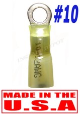 25 pcs 3M YELLOW 12-10 AWG HEAT SHRINK RING TERMINALS - 10 STUD MARINE WIRING