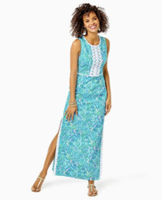 NWOT  298 Lilly Pulitzer Ashlee Shift Maxi Dress in Surf Blue Coral 2