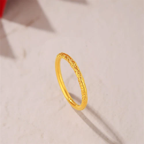 999 24K Yellow Gold Band Women Lucky Cherry Flower Ring US 4-10 0.5-0.6g - Picture 4 of 5