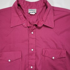 Saddlebrook Men's Large Maroon Pearl Snap Shirt Single Stitch Made in USA