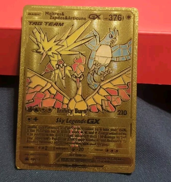 Pokémon Moltres & Zapdos & Articuno GX Gold Foil Fan Art Card | eBay