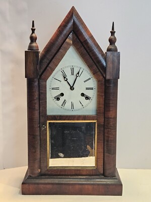 Antique Working 1870's ANSONIA 8 Day Victorian Mahogany Steeple
