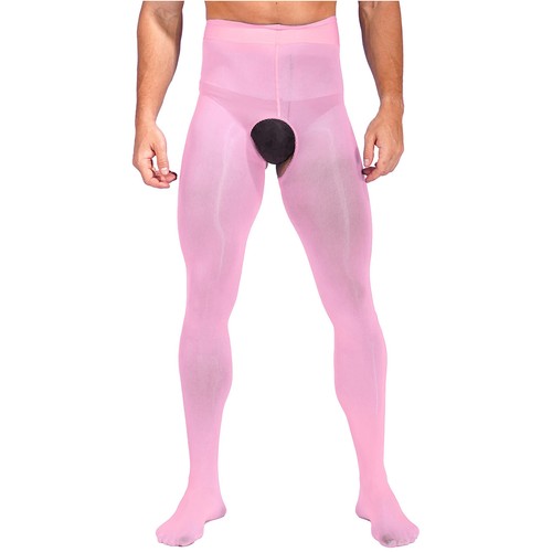 Men Pantyhose See-Through Crotchless Glossy Smooth Tight Stretchy Compression - Picture 84 of 101