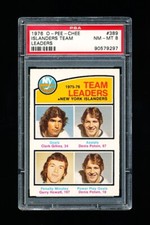 1976 OPC HOCKEY 389 ISLANDERS TEAM LEADERS PSA 8 NM-MINT POTVIN GILLIES