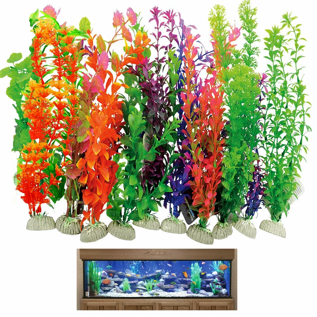 3 Pc Aquarium Artificial Plants 14 Tall Fish Tank Grass Decorations  Terrariums