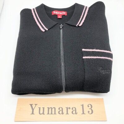 Supreme Zip Up Polo Sweater Black White Navy Burnt Orange Supreme Zip Up Polo Sweater Black White Navy Burnt Orange