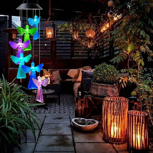 Solar Mobile Lights Hanging Wind Chime, Color Changing Outdoor Solar Garden - Picture 4 of 7