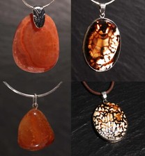 Unikat Edelstein Anhänger Feuerachat für Ketten und Lederband Steinschatz