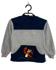 Vintage Pooh Collection Boy's Gray And Navy Blue Fleece Pullover Sweater Size 7