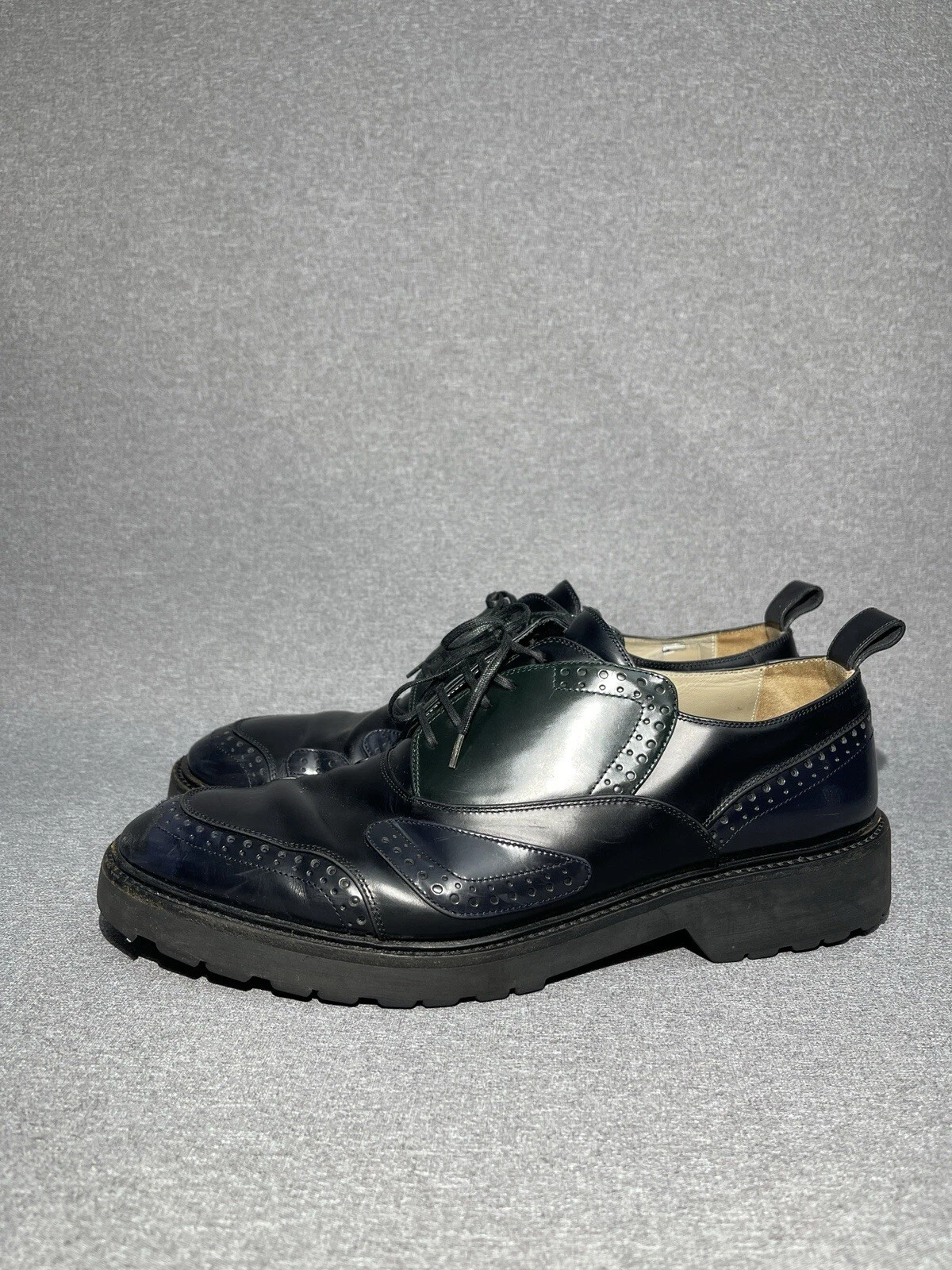 Chaussures habillées Dior HOMME à lacets homme pointure 45 bout d'aile cuir noir perforé