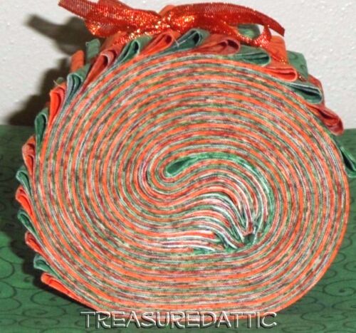 Tessuto Jelly Roll verde salvia arancione mix vortice mix floreale strisce trapuntate 2,5" - Foto 4 di 9