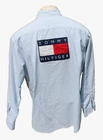 Tommy Hilfiger Men’s Sz L Button Down Striped L/S Shirt Spell Out Big Logo