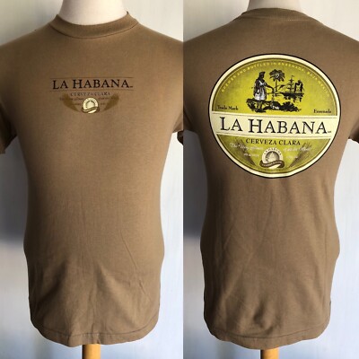 LA HABANA CREVEZA CLARA Official Havana Cuba Beer Ensenada Mexico T-Shirt Small