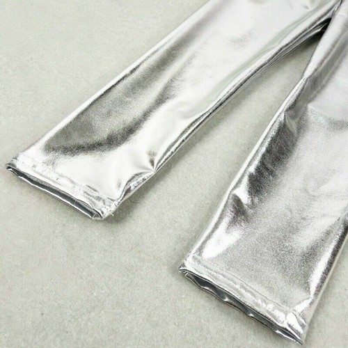 Kid Child Leggings Pants Shiny Metallic Silver Gold Trousers Costume Show - Picture 9 of 12