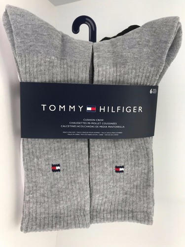 Men's Tommy Hilfiger Socks, White Gray Black Crew Socks, 6 Pair, $36 MSRP 🎾🎒 - Picture 1 of 12