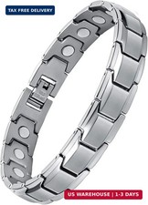Mens Magnetic Bracelet Titanium Steel Magnet Therapy Bracelets with Sizing Tool,