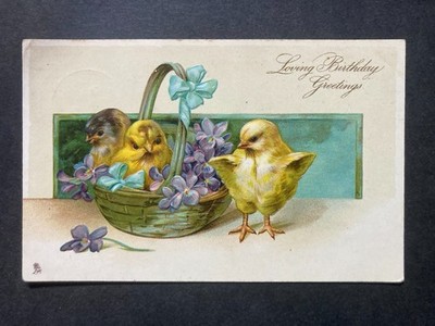Ostern Küken Geburtstag Vintage Raphael Tuck Gruß Postkarte U20