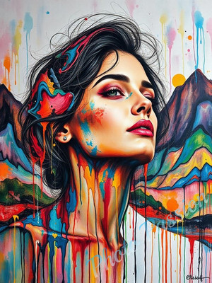 Foto A4 Portrait Frau Street Art Modern Poster Kunstdruck Wandbild (4532)