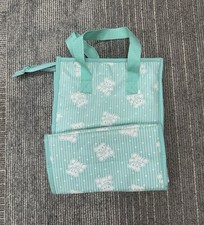 Vintage Baby Bottle Diaper Bag Insulated Tote Teddy Bear Aqua Pastel Zip