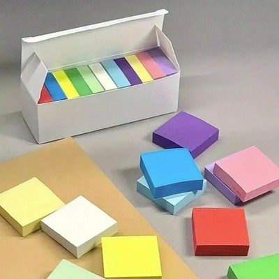 1 Box 11-Color Adhesive Notes   Tearable Sticky Pads for Office & School